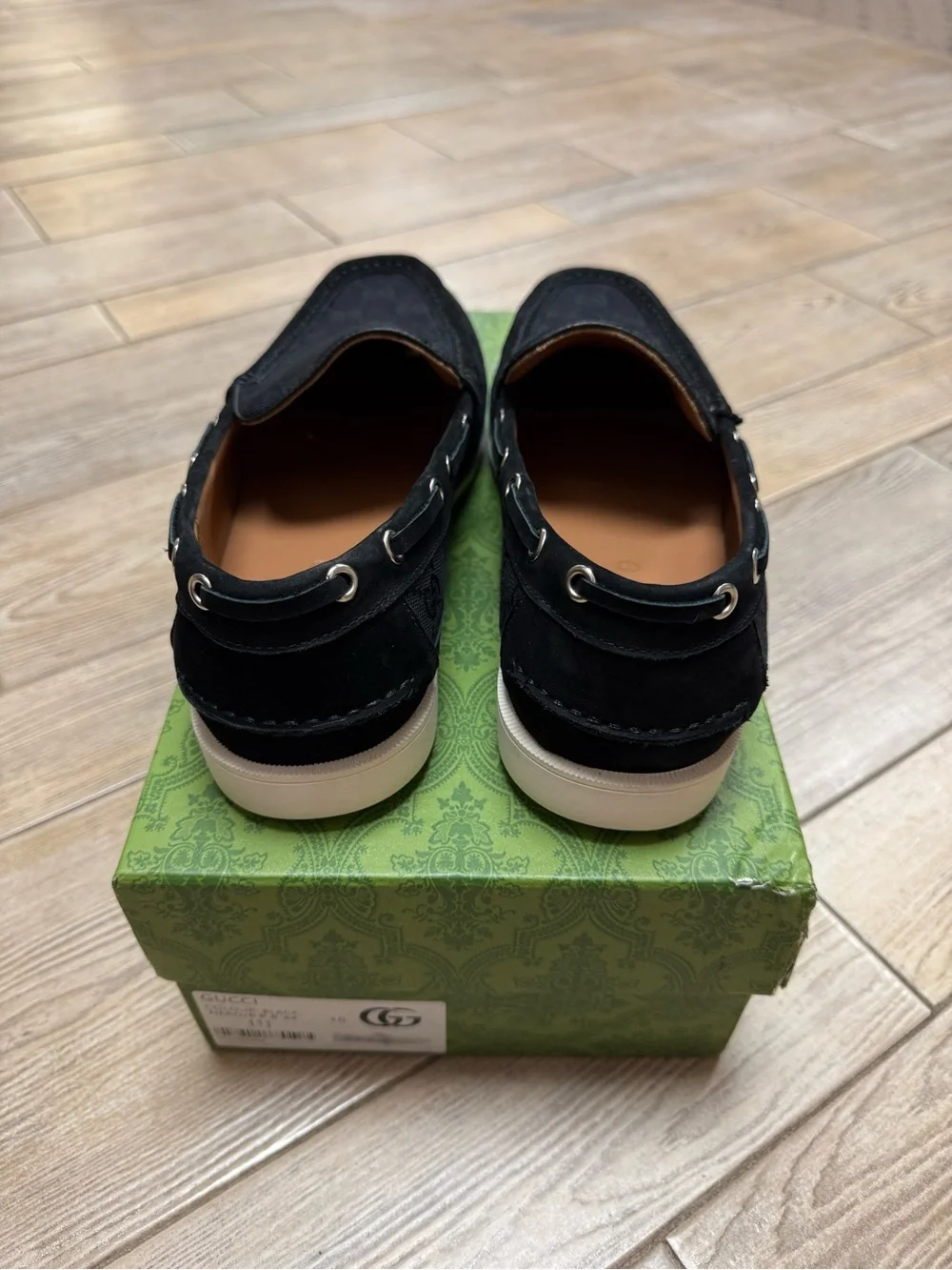 Gucci Black GG Canvas Slip-On Loafers